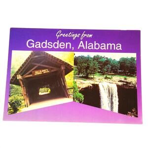 VTG Gadsden AL Multi‑View Postcard Gilliland Bridge Noccalula Falls NOS